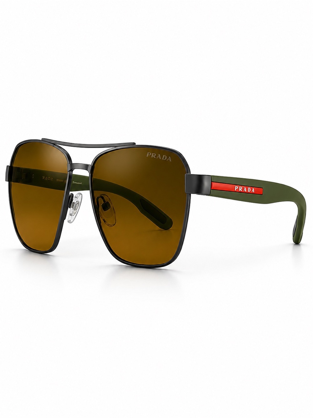 Prada Linea Rossa Green PS 51VS DG1-741 Polarized Aviator Sunglasses NIB Luxury